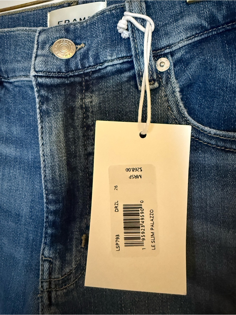 NWT Frame Le Slim Palazzo wide leg jeans in Drizzle - Picture 6 of 7